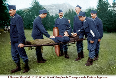 I Guerra Mundial. 1ª, 2ª, 3ª, 4ª, 5ª e 6ª Secções de Transporte de Feridos Ligeiros.
